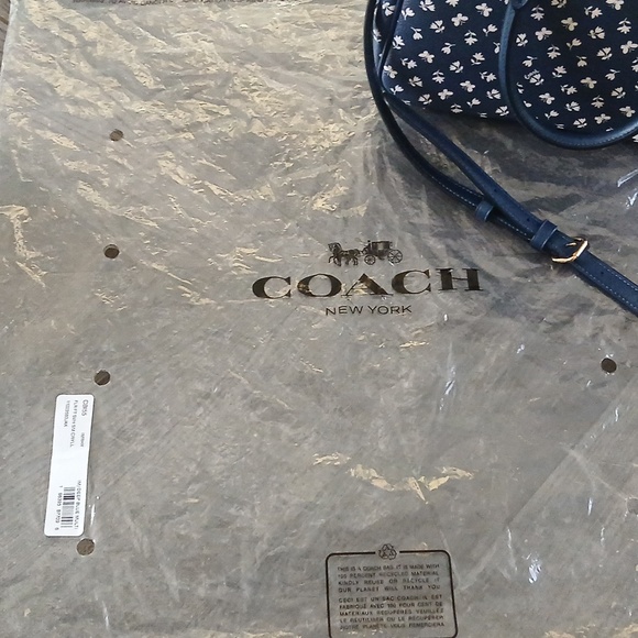 Coach Dark Blue Floral Satchel - Picture 5 of 7
